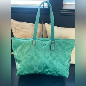 Coach Aqua Signature Tote Bag